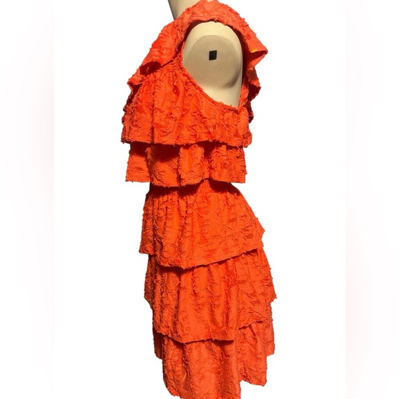 LC Lauren Conrad One-Shoulder Ruffle Dress in Vibrant Orange - Picture 6 of 11